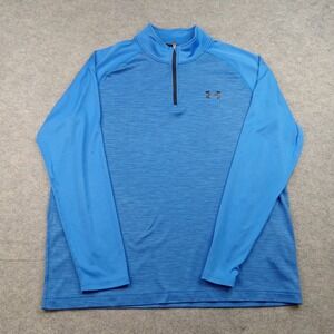 Under Armour Pullover Mens Large Blue HeatGear 1/4 Zip Long Sleeve Top 1293947